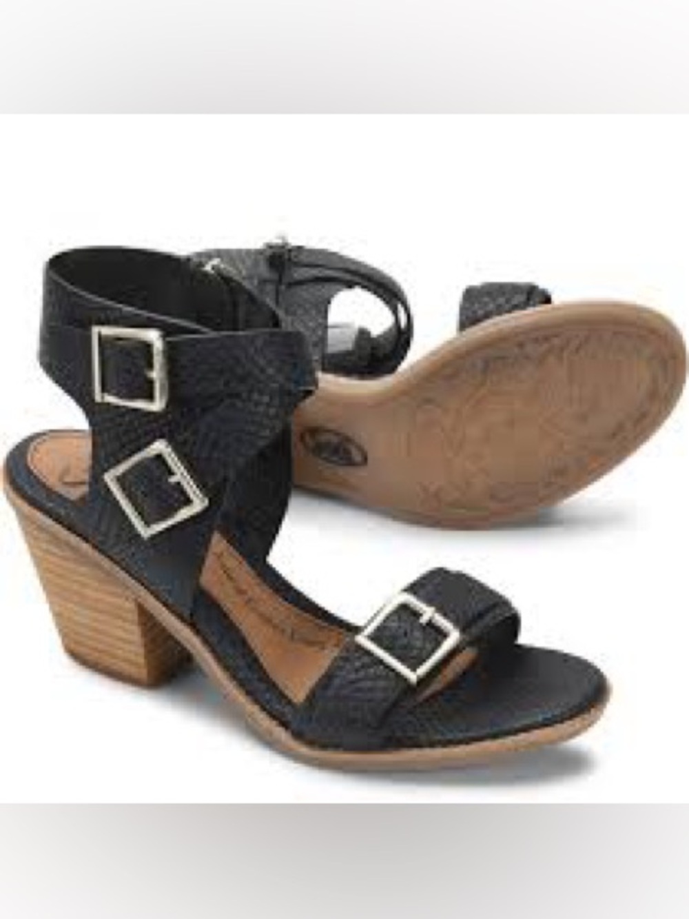 Sofft Marlyn Black Leather Strappy Block Heel Sandals